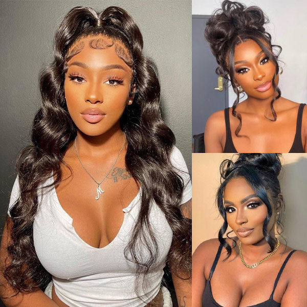 OQ Hair Body Wave Invisi Drawstring 360 Glueless Wig Flexible Fit Bleached Knots Wig Pre-Cut Lace