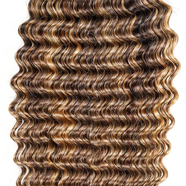Deep Wave Highlight Ombre Color Bulk Human Hair Knotless Boho Braids Virgin No Weft Extensions 1/3/5 Packs