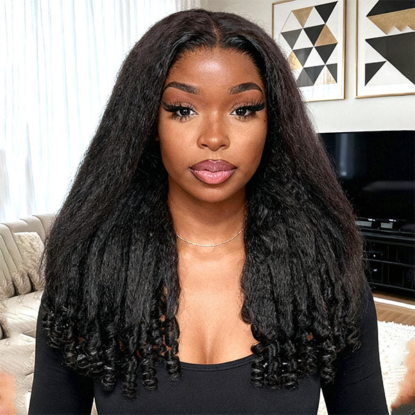 OQ HAIR M-Cap Kinky Straight Burmese Curly Pre Cut 9x6 HD Lace Wear Go Glueless Wigs With Drawstring