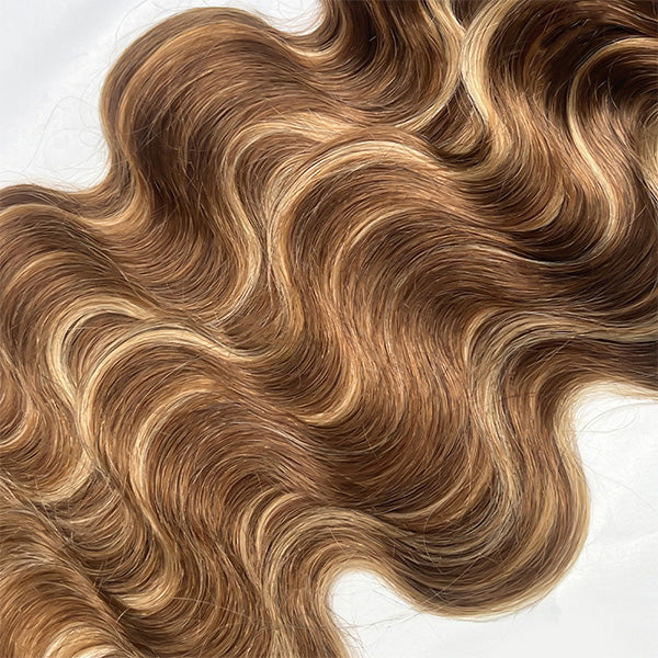 OQ HAIR Body Wave Highlight 4/27 Color Crochet Human Hair Time-Saving Wear Human Hair Extension