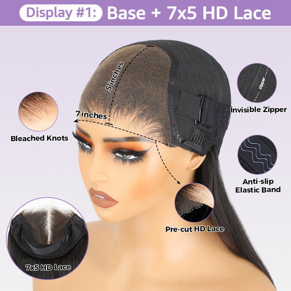 OQ Hair Straight Replaceable Zip Lace Tops For Block Wig