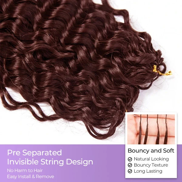 OQ HAIR Reddish Brown Burmese Curly Crochet Human Hair Featherweight Low Maintenance