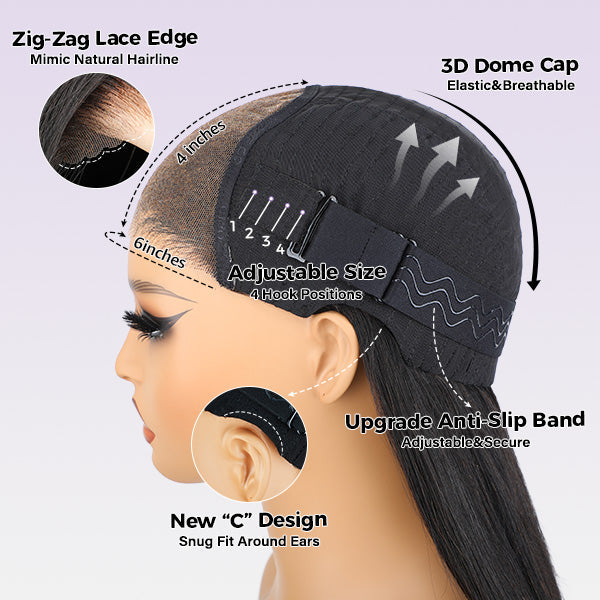 Straight Pre-cut HD Lace Wear Go Glueless Wig With Bleached Knots