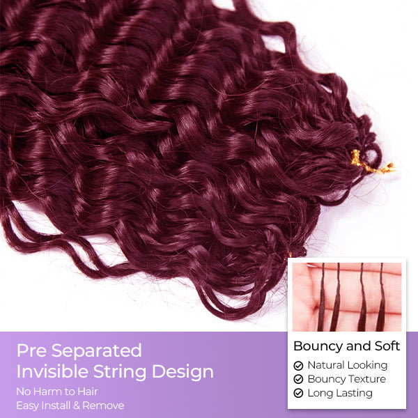 24h Shipping | OQ HAIR 99J Burgundy Burmese Curly Crochet Hair Weightless Seamless Natural Looking Pieces