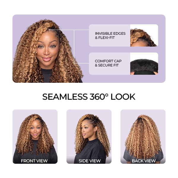 24H Shipping | Highlight 4/27 Burmese Curly Human Hair Wear Go Half Wig With Drawstring Easy Install