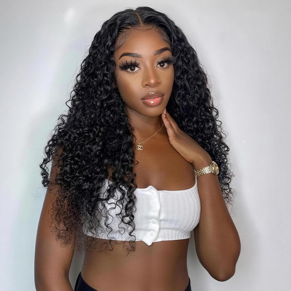 OQ Hair 13x6 Lace Indian Curly Wig Pre Bleached Hair Knots Wear Go Wig Human Hair Lace Frontal Wig With Elastic Drawstring