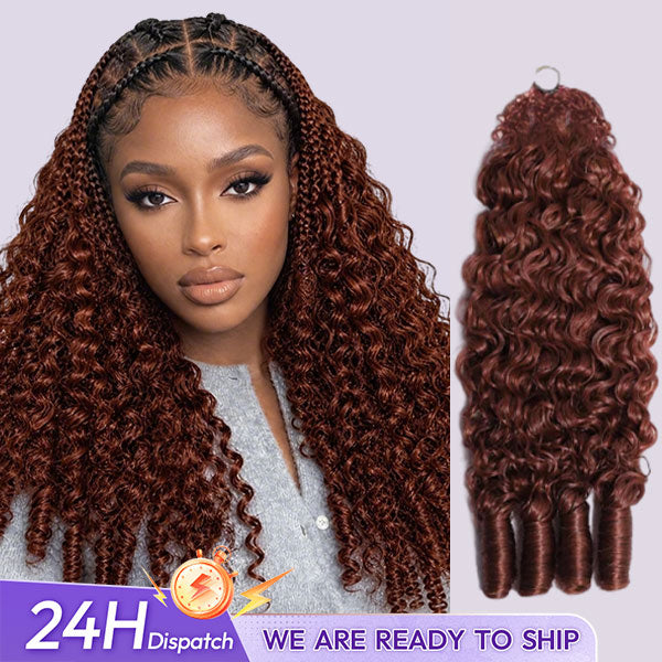 24h Shipping | OQ HAIR Pre-Looped Burmese Curly Crochet Human Hair Reddish Brown Easy Install Natural Look
