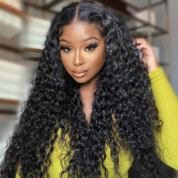 OQHAIR Water Wave Pre-Bleached Knots Wear Go Wigs 4x6 HD Lace 100% Glueless Pre-cut Lace Closure Wigs Preplucked Natural Hairline