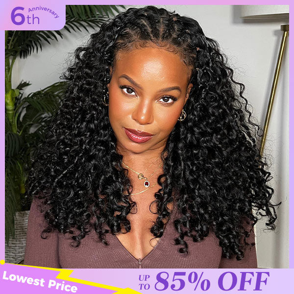 3 In 1 Half Wig | Glueless Invisible Water Wave Wear Go Half Wig Flip Over Human Hair Wig