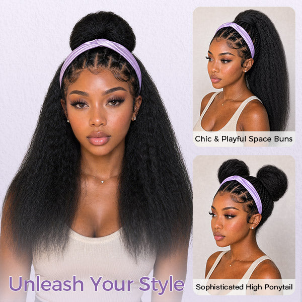 Kinky Straight Ponytail With Clip In 100% Human Hair Wrap-around With Drawstring Ponytail Extension Quality Hair