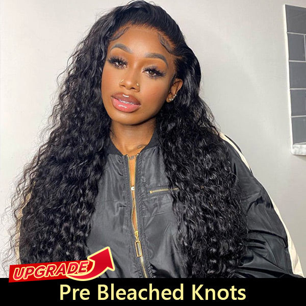 Water Wave Wigs Pre Bleached Knots Lace Front Wigs