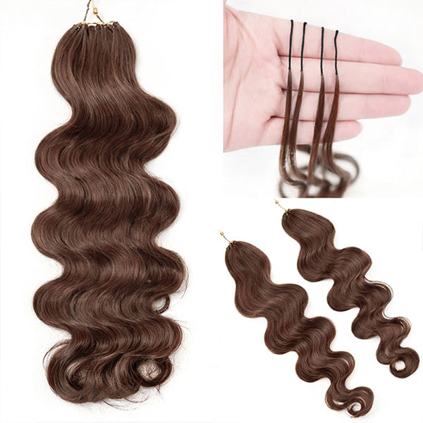 OQ HAIR Body Wave Chocolate Brown Crochet Human Hair Lightweight & Reusable Beginner Friendly Style