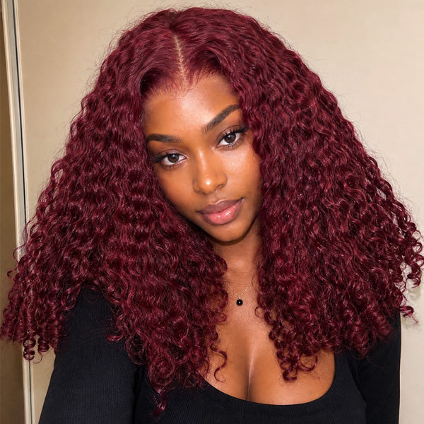 CLEARANCE | Burmese Curly Burgundy 99J Color Wear Go Wig Pre-cut 13x6 Lace