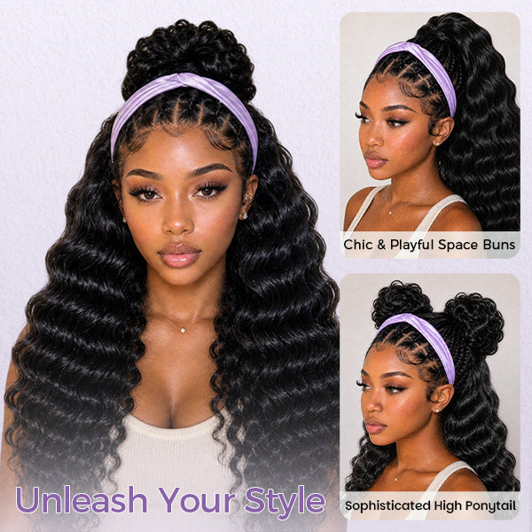 Loose Deep Wave Ponytail With Clip In 100% Human Hair Wrap-around With Drawstring Ponytail Extension Quality Hair