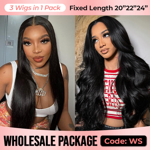 Wholesale Package | 4x6 Pre Cut HD Lace Wear Go Glueless Wigs Bleached Knots Beginner Friendly