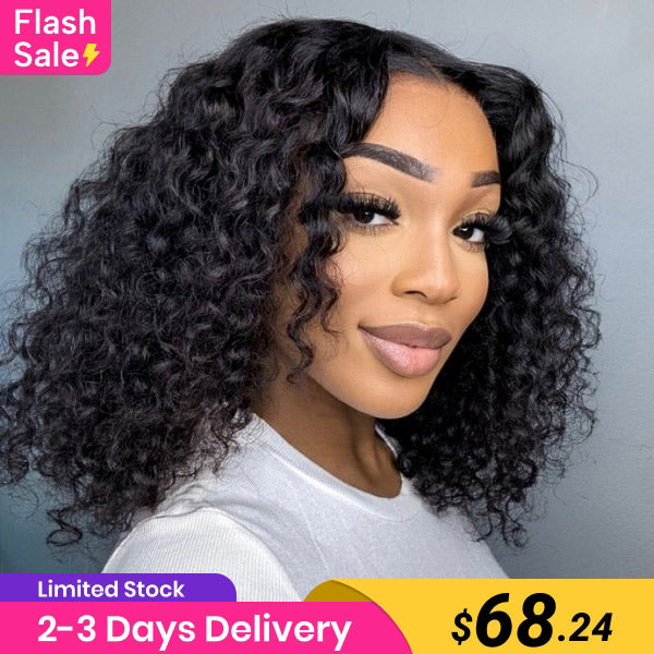 Flash Sale | Deep Wave Bob Wig 4x4 Lace Closure Glueless Wear Go Wig