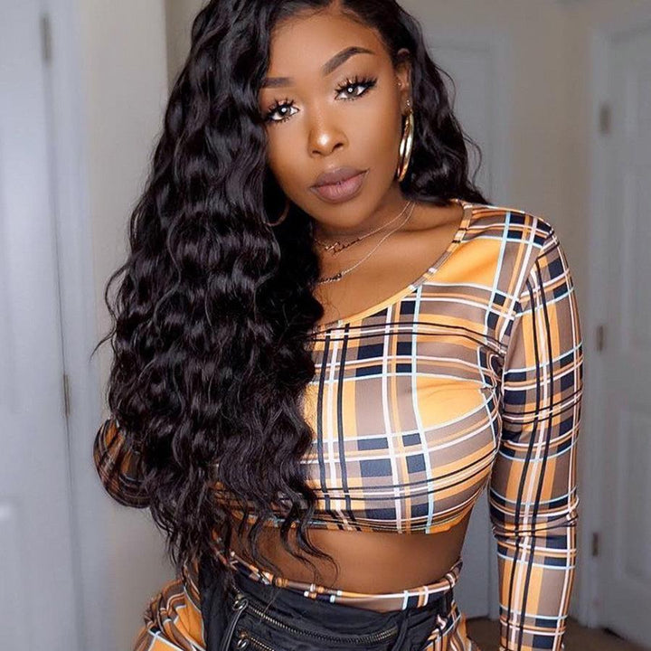 OQ HAIR Loose Deep Wave Virgin Human Hair 4x4 Lace Closure Wigs Pre-plucked Natural Hairline