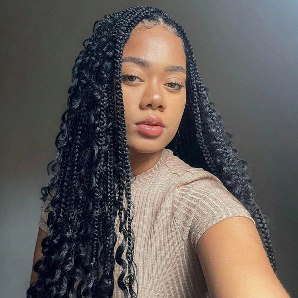Unprocessed Deep Wave Bulk Human Hair Natural Color No Weft Boho Hair For Braiding 1/3/5 Packs
