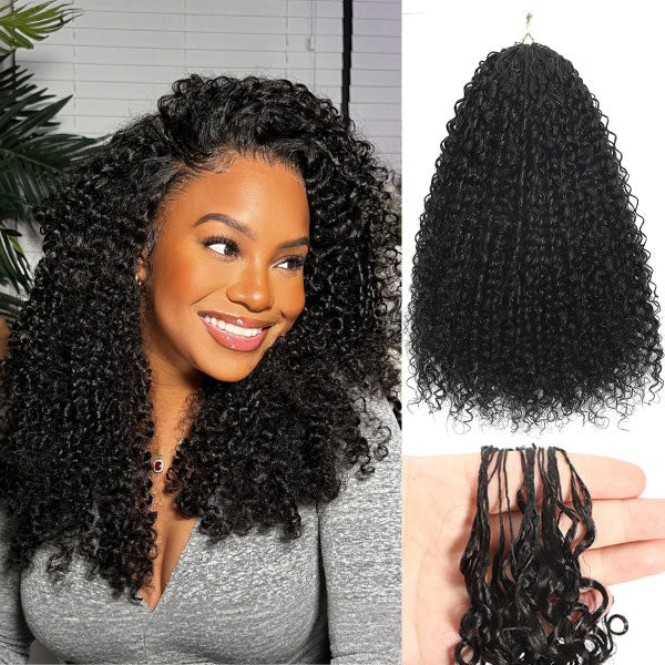 OQ HAIR Bouncy Look Kinky Curly Crochet Human Hair Tangle Free For Natural Boho Braids