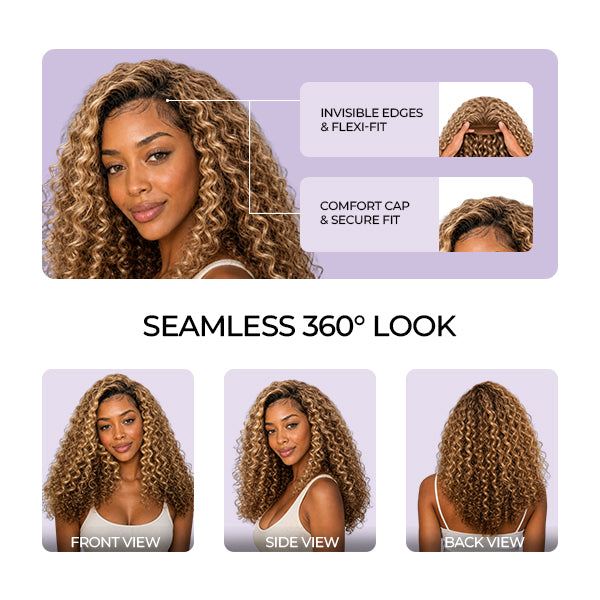 24H Shipping | Highlight 4/27 Burmese Curly Human Hair Wear Go Half Wig With Drawstring Easy Install