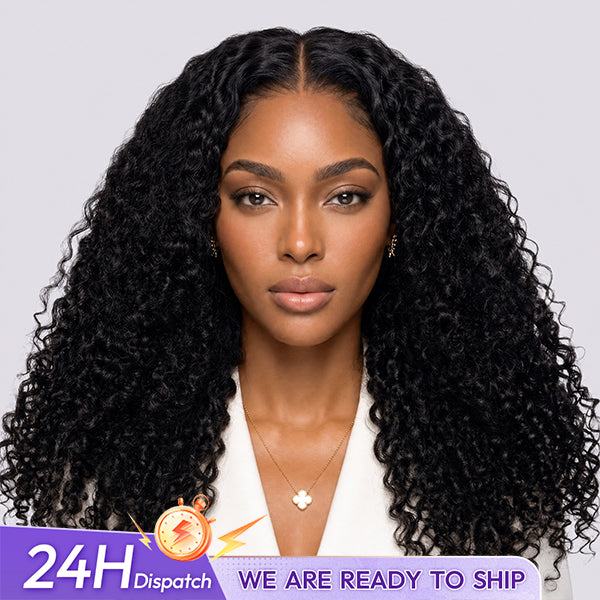 24h Shipping | Kinky Curly Wear Go Wigs 7x5 HD Lace Pre Cut Lace Closure Glueless Wigs With Bleached Knots