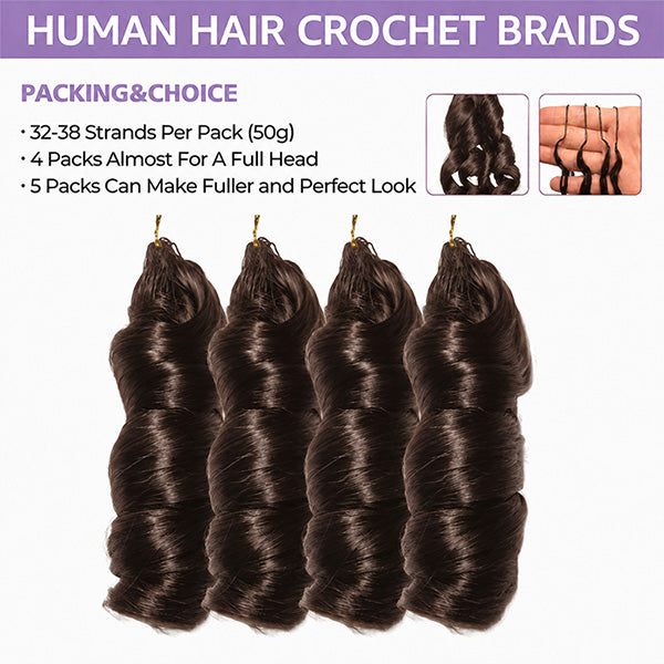 Pre-sale | OQ HAIR 100% Human Hair #4 Chocolate Brown Bouncy French Curl Crochet Braids
