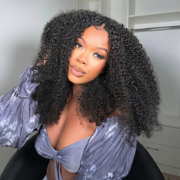 OQHAIR HD Lace Wigs Kinky Curly Mongolian Virgin Human Hair Pre-Plucked Lace Front Wigs with Baby Hair
