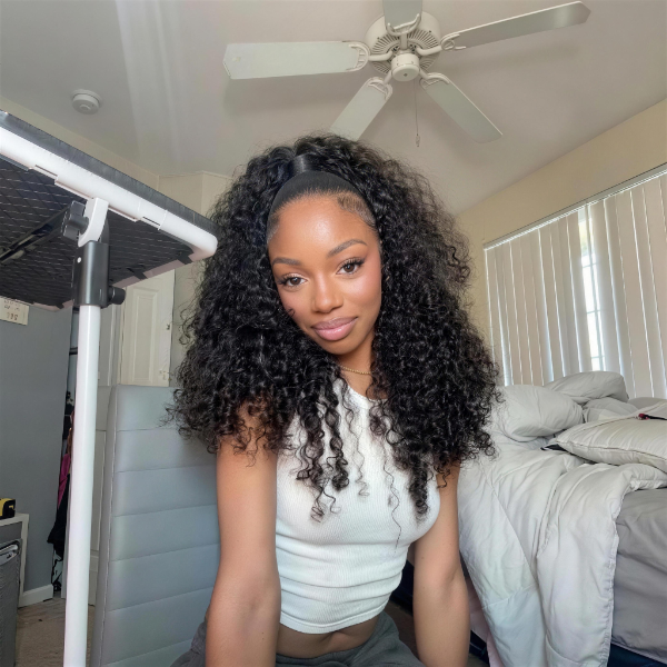 Burmese Curly Ponytail Thick Volume Quick Wrap Natural Hair Unit