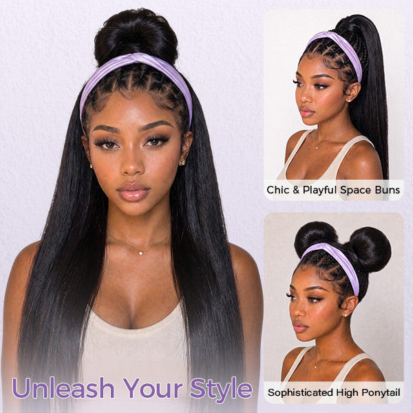 Straight Ponytail With Clip In 100% Human Hair Wrap-around With Drawstring Ponytail Extension Quality Hair