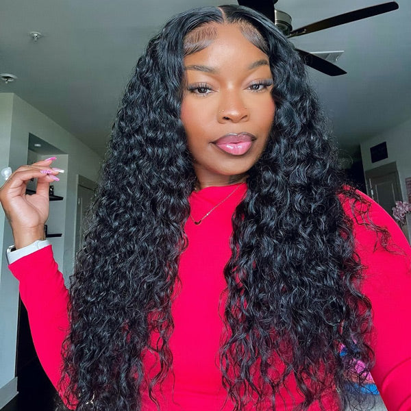 Water Wave Wear Go Wig Pre-cut 7x5 HD Lace Bleached Knots Wig With Pre-plucked Hairline