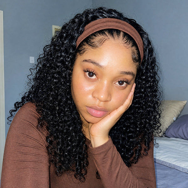 OQ HAIR Glueless Burmese Curly Headband Wig Gym Friendly Easy Install Low Maintenance