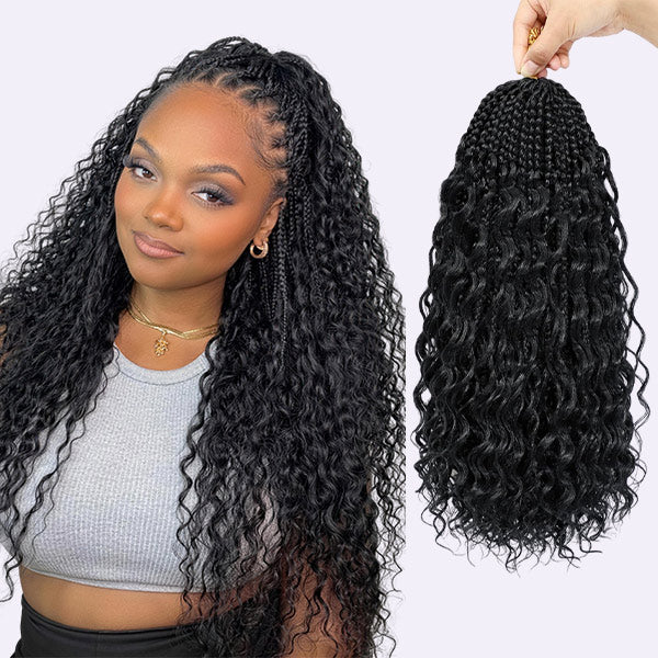 OQ HAIR Premium Natural Wave Crochet Box Braids Hair Bouncy Human Hair Long Lasting Easy Install