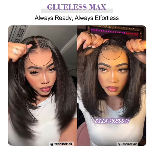 24h Shipping | OQ HAIR 9x6 Tpart Wear Go Layered Cut Bob Yaki Straight Wig Deep Part Lace Glueless Wig With Drawstring