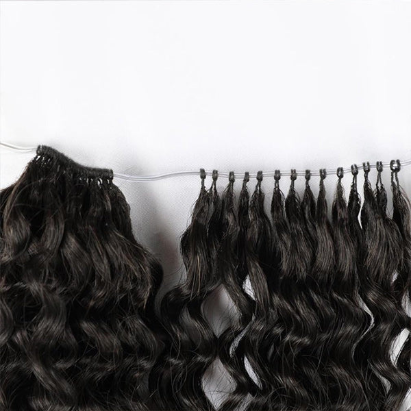 OQ HAIR Invisible String Feather Afro Curly Crochet Human Hair Perfect For Boho Braids