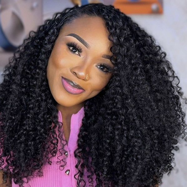 OQ HAIR Bouncy Look Kinky Curly Crochet Human Hair Tangle Free For Natural Boho Braids