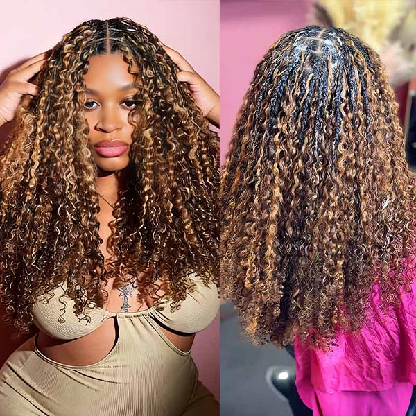 OQ HAIR Highlight 4/27 Burmese Curly Crochet Human Hair With Miracle Knots for Easy Install