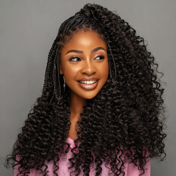 OQ HAIR Low-Maintenance Feather Crochet Human Hair All Hair Textures Boho Hair Braids Friendly