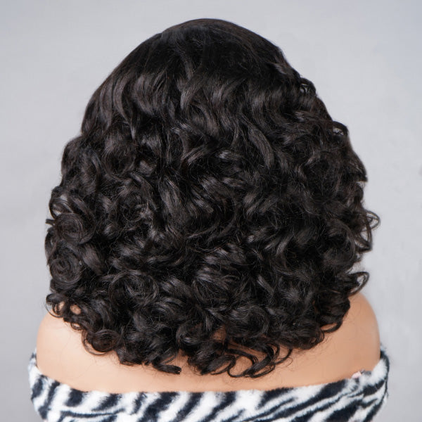 OQ HAIR 4C Edges Hairline Glueless Voluminous Bouncy Curly Wig C Part Pre-Cut 9x6 Lace Wear Go Wig With Drawstring Cap