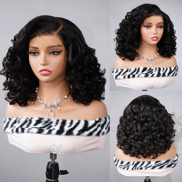 OQ HAIR 4C Edges Hairline Glueless Voluminous Bouncy Curly Wig C Part Pre-Cut 9x6 Lace Wear Go Wig With Drawstring Cap