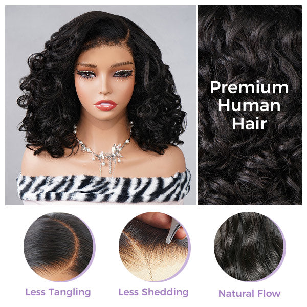 OQ HAIR 4C Edges Hairline Glueless Voluminous Bouncy Curly Wig C Part Pre-Cut 9x6 Lace Wear Go Wig With Drawstring Cap