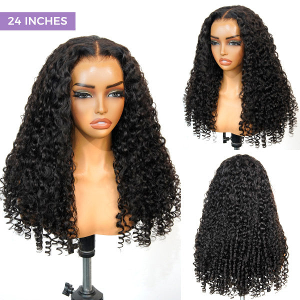 OQ HAIR Pre-Styled Glueless Bouncy Spiral Curls Flexible Fit Drawstring Wear Go Wig Pre-cut 7x5 HD Lace