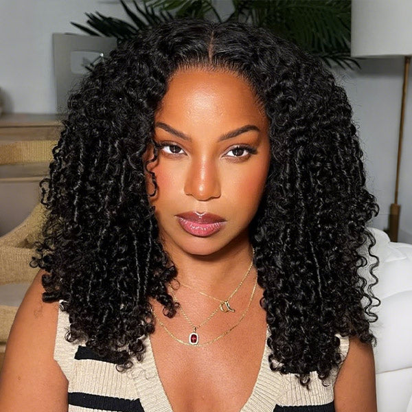 OQ HAIR Pre-Styled Glueless Bouncy Spiral Curls Flexible Fit Drawstring Wear Go Wig Pre-cut 7x5 HD Lace