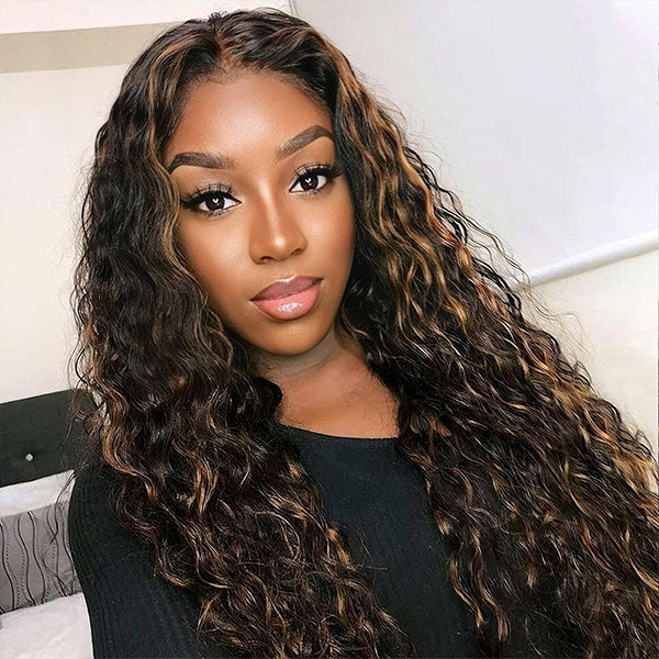 Flash Sale | Balayage Highlight Ombre Brown Water Wave Wear Go Wig 220% Density
