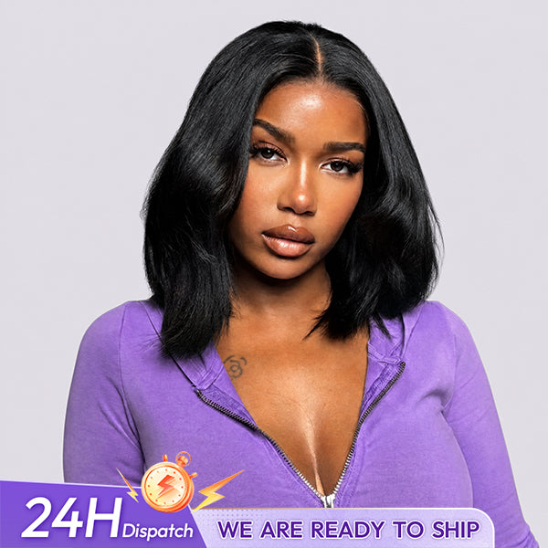 24h Shipping | OQ HAIR 9x6 Tpart Wear Go Layered Cut Bob Yaki Straight Wig Deep Part Lace Glueless Wig With Drawstring
