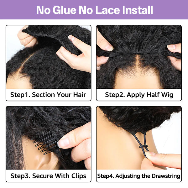 3 In 1 Half Wig | Burmese Curly Highlight 1B/30 Color Wear Go Half Wig Snug Fit