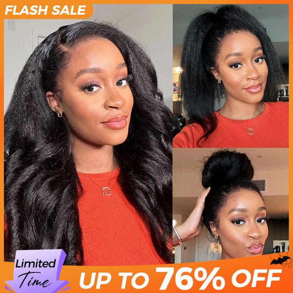 3 In 1 Half Wig | Easy Wear Kinky Straight Wear Go Half Wig Comfortable Fit No Glue Needed