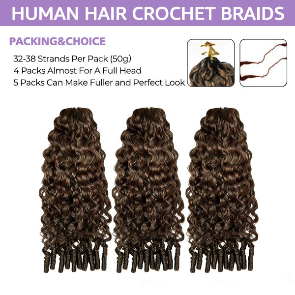 OQ HAIR #4 Chocolate Brown Reusable Burmese Curly Knotless Crochet Human Hair For Black Women Miracle Knots