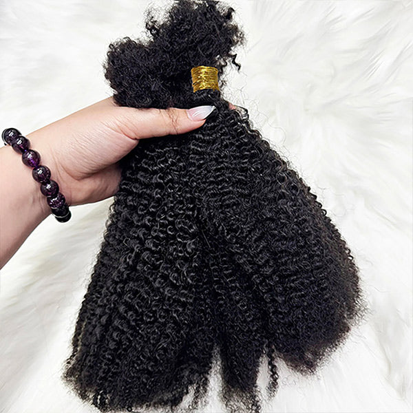 Unprocessed Afro Curly Bulk Human Hair Knotless Human Braiding Hair No Weft 1/3/5 Packs