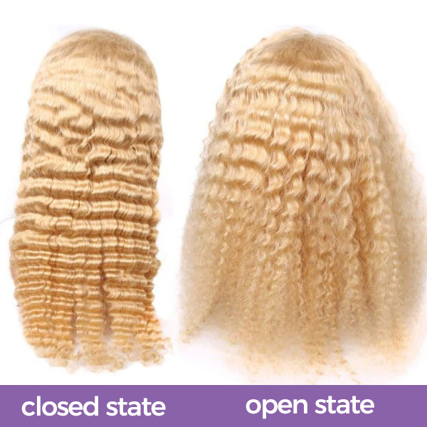 Deep Curly 13x4 Lace Frontal Wigs 613 Blonde Deep Wave Pre-plucked Human Hair Lace Front Wigs