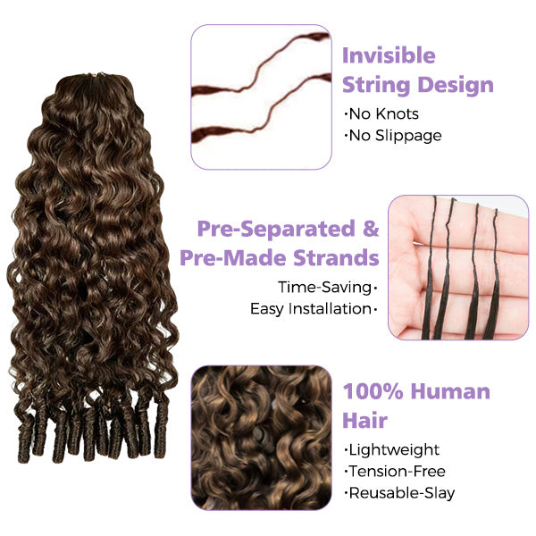 OQ HAIR #4 Chocolate Brown Reusable Burmese Curly Knotless Crochet Human Hair For Black Women Miracle Knots